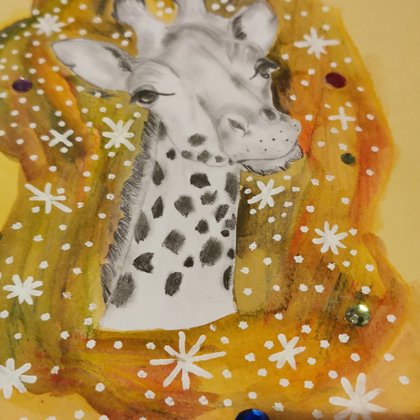 Giraffe mit Glitzersteinchen und Sternchen
